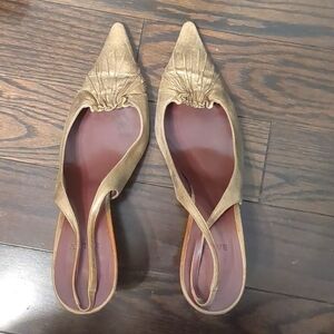 Gold Bally kitten heels